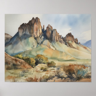 Glasgebirge Aquarell Kunst drucken Poster
