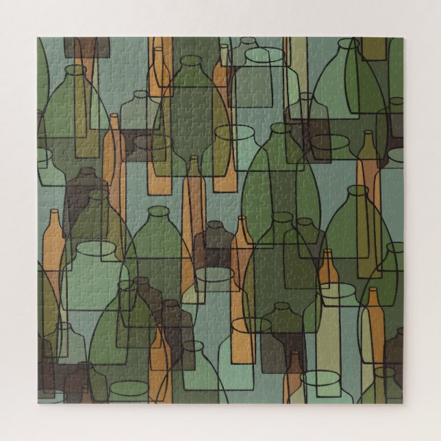 Glasgeschirr Galore: Vintages Flaschenmuster Puzzle (Vertikal)