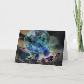 Glasglocke mit Blume Karte