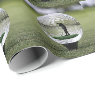 Glasgolfball mit Golf Player innen, Geschenkpapier