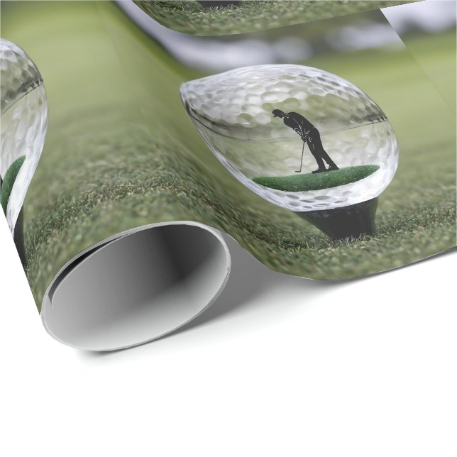 Glasgolfball mit Golf Player innen, Geschenkpapier (Rolleneckpunkt)