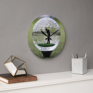 Glasgolfball mit Golf Player innen, Große Wanduhr