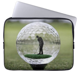 Glasgolfball mit Golf Player innen, Laptopschutzhülle