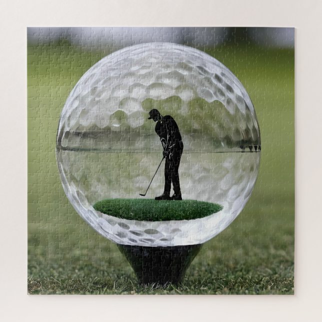 Glasgolfball mit Golf Player innen, Puzzle (Vertikal)