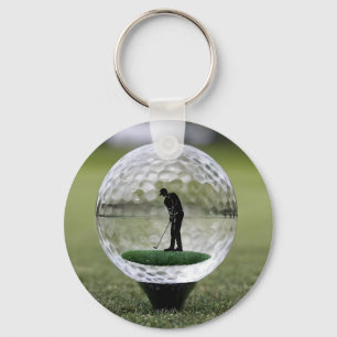 Glasgolfball mit Golf Player innen, Schlüsselanhänger
