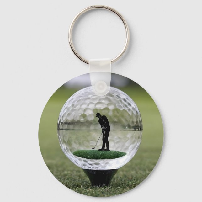 Glasgolfball mit Golf Player innen, Schlüsselanhänger (Vorderseite)