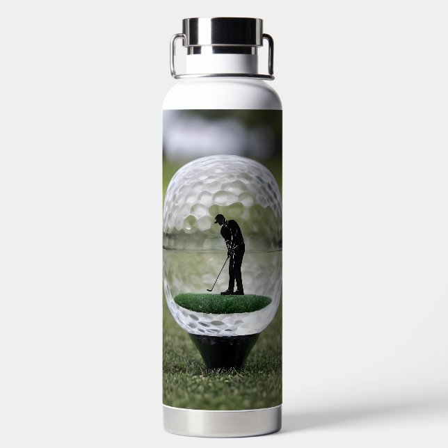 Glasgolfball mit Golf Player innen, Trinkflasche (Rückseite)