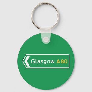 Glasgow, BRITISCHES Verkehrsschild Schlüsselanhänger