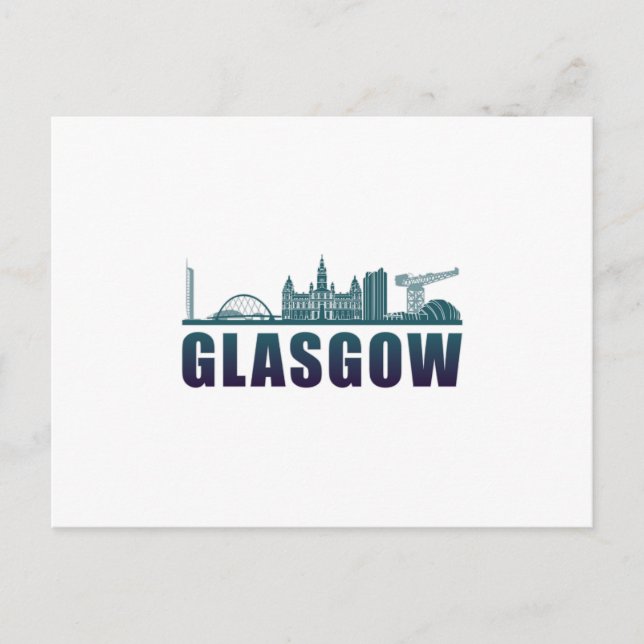 Glasgow City Cityscape Skyline Funny Gift Idee Postkarte (Vorderseite)