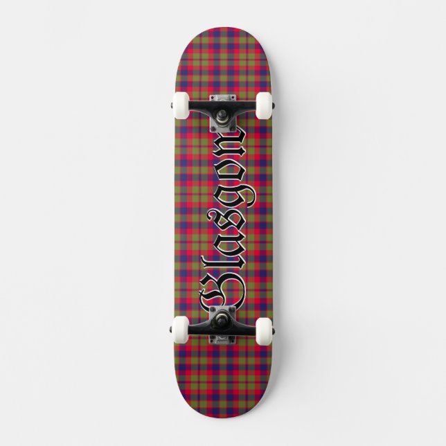 Glasgow Clan Tartan Scottish Kariert Skateboard (Vorderseite)