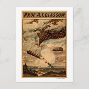 Glasgow Hot Air Balloon Circus Theater Plakat Postkarte