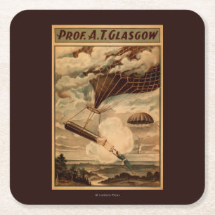 Glasgow Hot Air Balloon Circus Theater Plakat Rechteckiger Pappuntersetzer