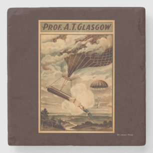 Glasgow Hot Air Balloon Circus Theater Plakat Steinuntersetzer