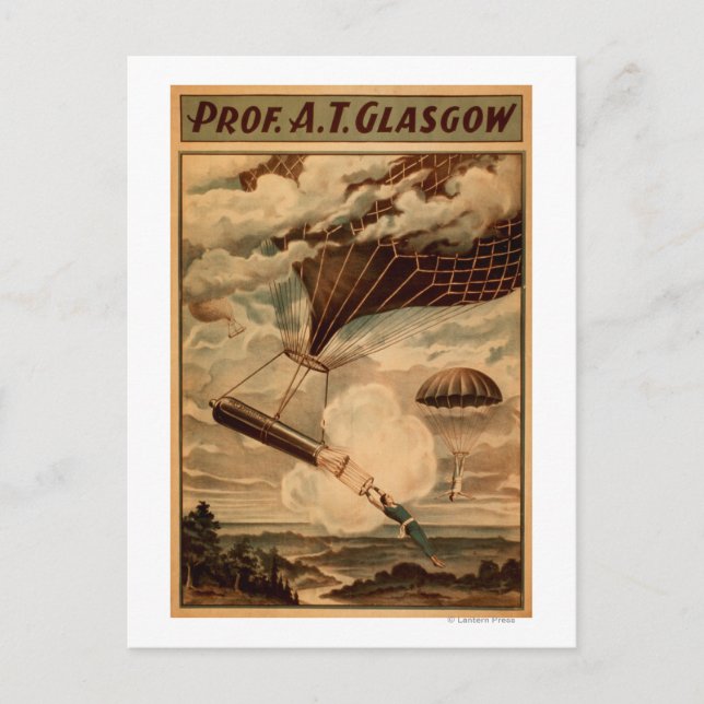 Glasgow Hot Air Balloon Circus Theater Poster Postkarte (Vorderseite)