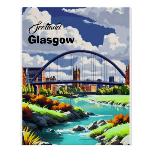 Glasgow Reise Postkarte, Glasgow Reise Kunst, Scho Poster
