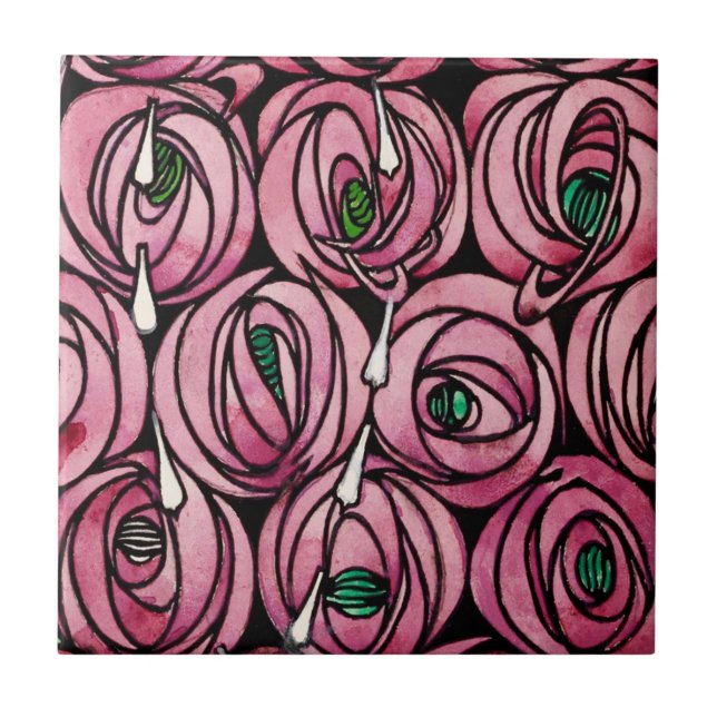 Glasgow Rose - Charles Rennie Mackintosh Fliese (Vorderseite)