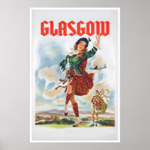 Glasgow Schottland Reiseplakat Tanz Vintage