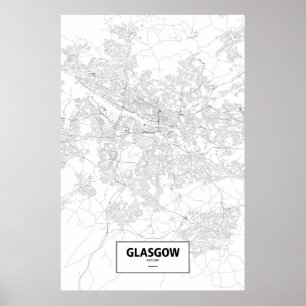 Glasgow, Schottland (schwarz auf weiß) Poster
