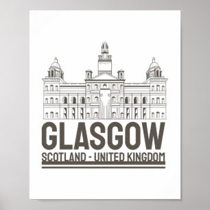 Glasgow Schottland Vintage-Architektur TravelDesig Poster