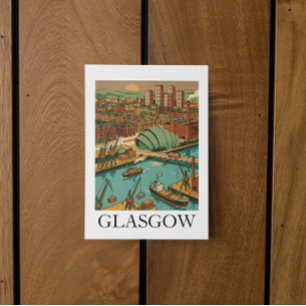 Glasgow Schottland Vintage Reiseillustration Postkarte
