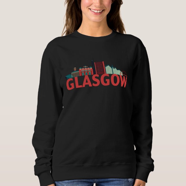 Glasgow Scotland GB UK Skyline Silhouette Outline  Sweatshirt (Vorderseite)