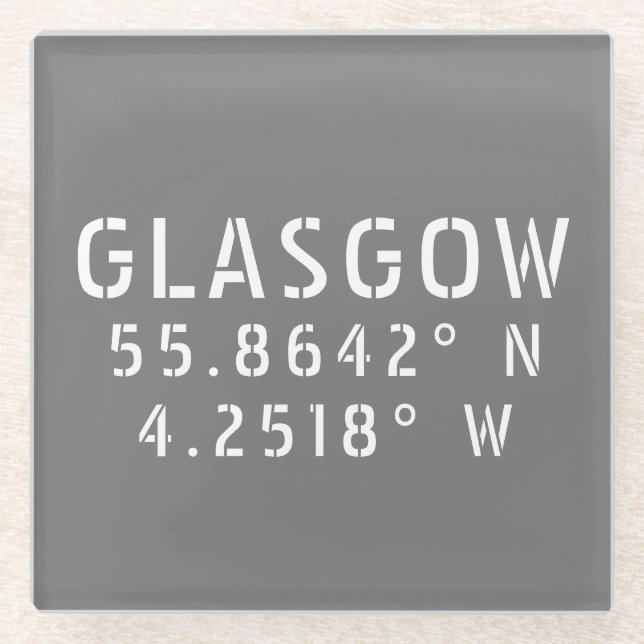 Glasgow Scotland Latitude & Longitude Glasuntersetzer (Vorderseite)