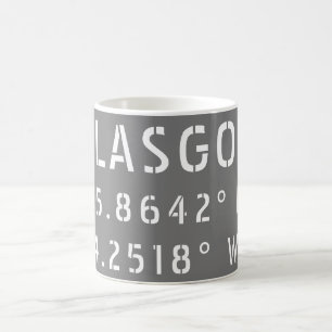 Glasgow Scotland Latitude & Longitude Kaffeetasse