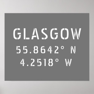 Glasgow Scotland Latitude & Longitude Poster