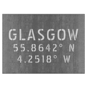Glasgow Scotland Latitude & Longitude Schneidebrett