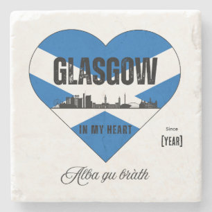 Glasgow Scotland Skyline Heart - Seit [Jahr] Steinuntersetzer
