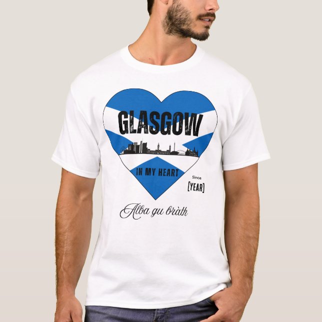 Glasgow Scotland Skyline Heart - Seit [Jahr] T-Shirt (Vorderseite)