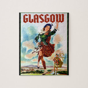 Glasgow Scottisn Girl Dancing with Bagpiper Puzzle