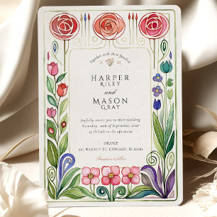 Glasgow Style Watercolor Wedding Einladung