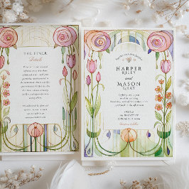 Glasgow Style Watercolor Wedding Einladung