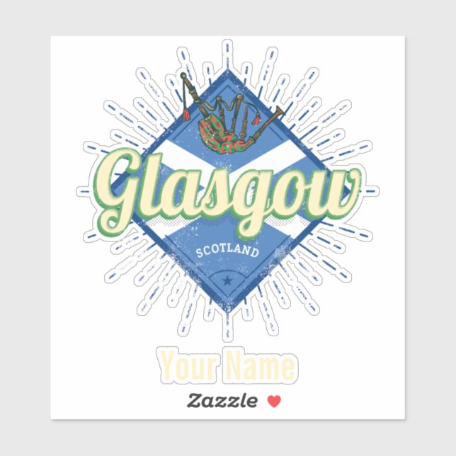 Glasgow UK City Scotland Retro Bagpipe Vintag Aufkleber (Blatt)