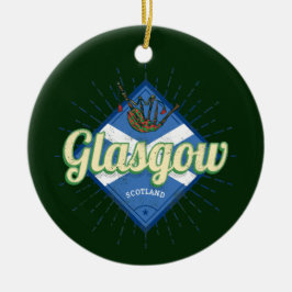 Glasgow UK City Scotland Retro Bagpipe Vintag Keramik Ornament