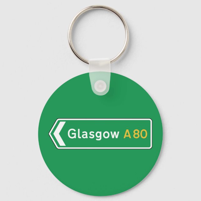 Glasgow, UK Road Sign Schlüsselanhänger (Vorderseite)
