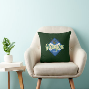 Glasgow UK Stadt Schottland Retro Dudelsack Vintag Kissen