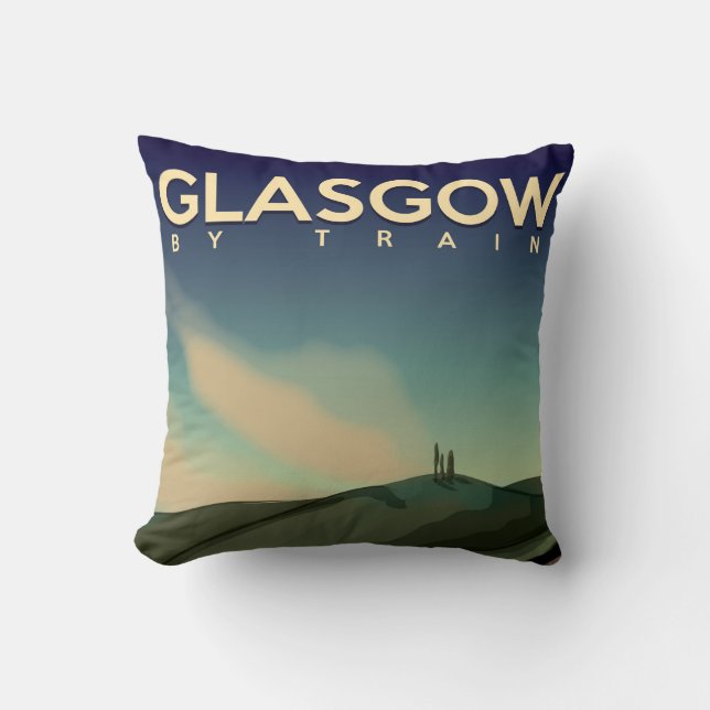 Glasgow-Vintag-Zugplakat Kissen (Vorderseite)