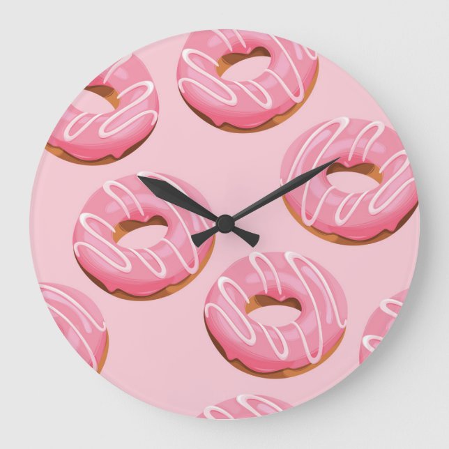 Glasierte Donuts Nahtloser Hintergrund Große Wanduhr (Vorderseite)