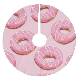 Glasierte Donuts Nahtloser Hintergrund Polyester Weihnachtsbaumdecke