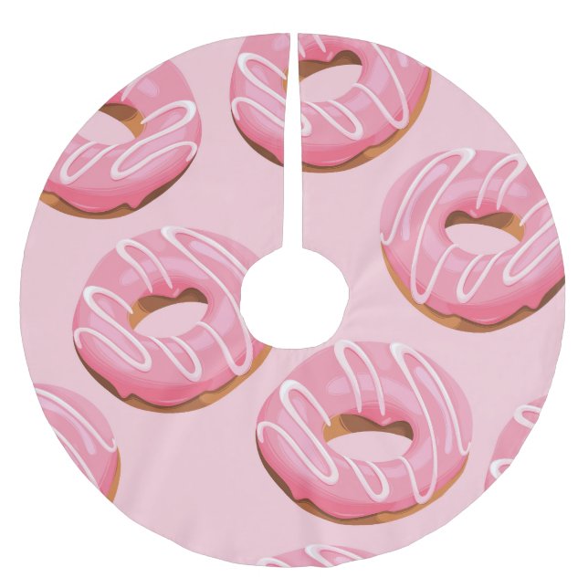 Glasierte Donuts Nahtloser Hintergrund Polyester Weihnachtsbaumdecke (Vorderseite)