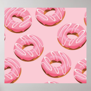 Glasierte Donuts Nahtloser Hintergrund Poster
