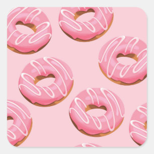 Glasierte Donuts Nahtloser Hintergrund Quadratischer Aufkleber