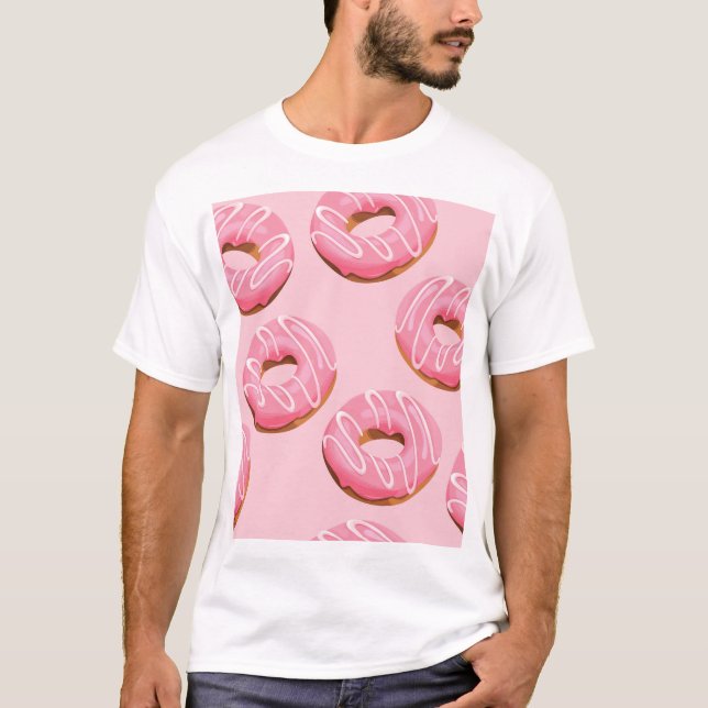 Glasierte Donuts Nahtloser Hintergrund T-Shirt (Vorderseite)