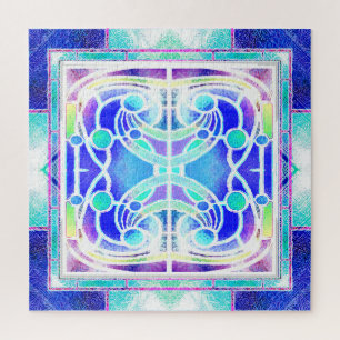 Glaskathodenfenster in Blau und Grün Puzzle