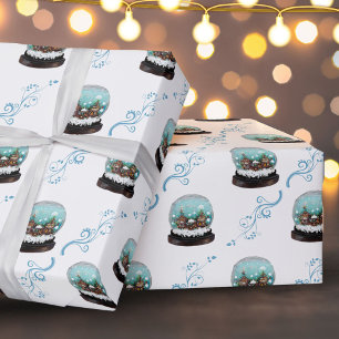 Glaskneeball Winterdorf Schneelandschaft Weihnacht Geschenkpapier