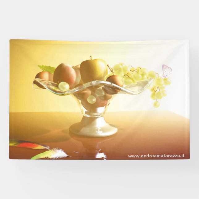 Glaskorb mit Früchten und Batterie Banner (Horizontal)