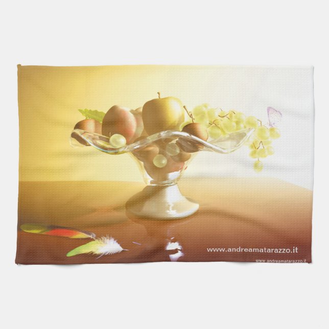 Glaskorb mit Früchten und Batterie Geschirrtuch (Horizontal)