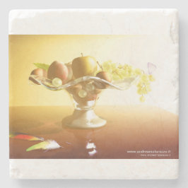 Glaskorb mit Früchten und Batterie Steinuntersetzer